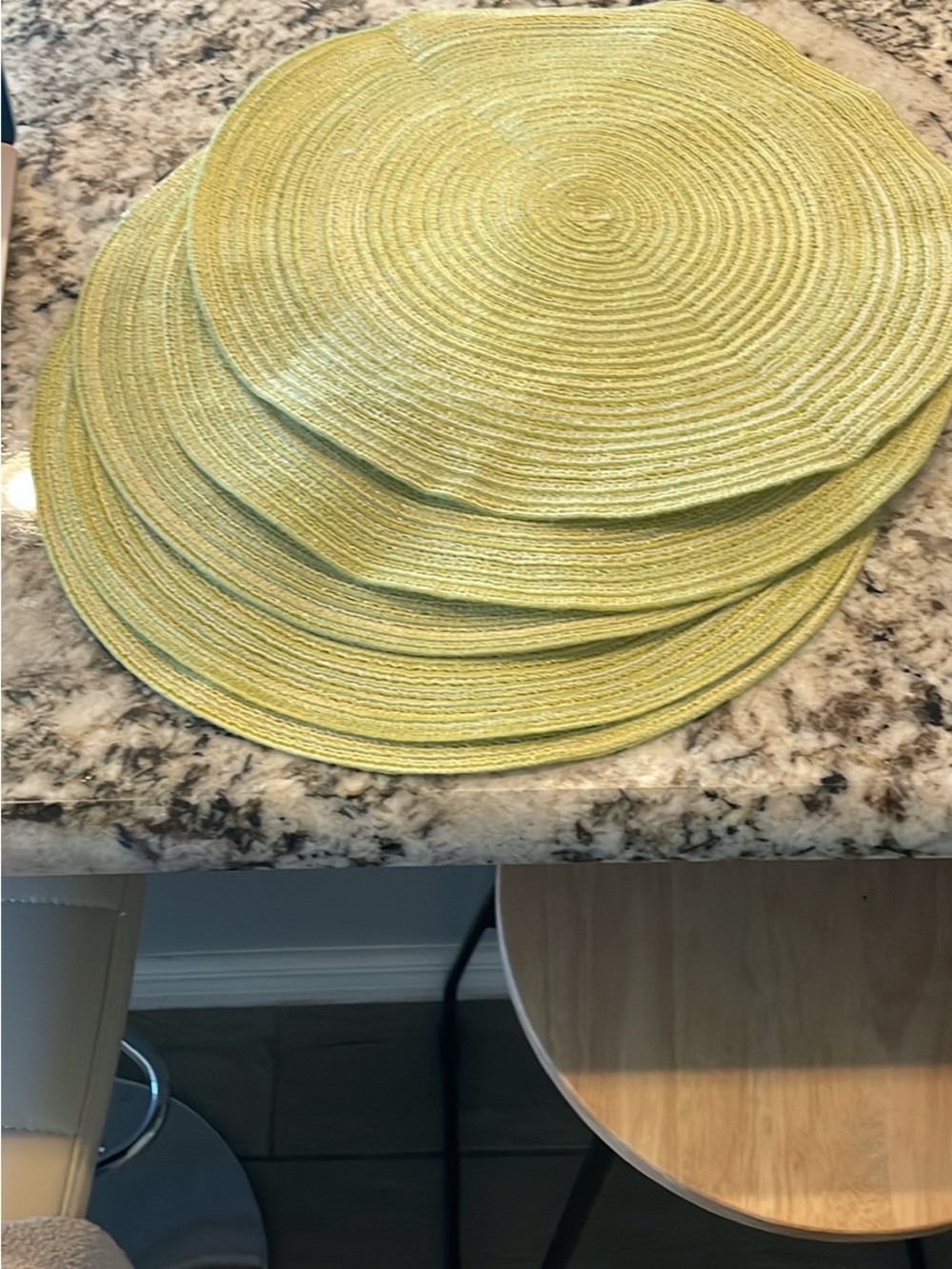 Light Green Round Braided Placemats - Set of 4
